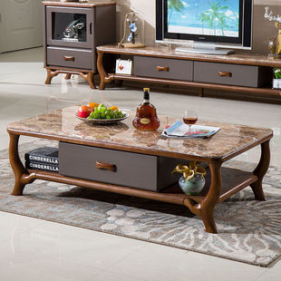 Nordic Solid Wood Marble Coffee Table Tv Cabinet Combination All Solid Wood Simple Living Room Ash Wood Tv Cabinet Floor Cabinet
