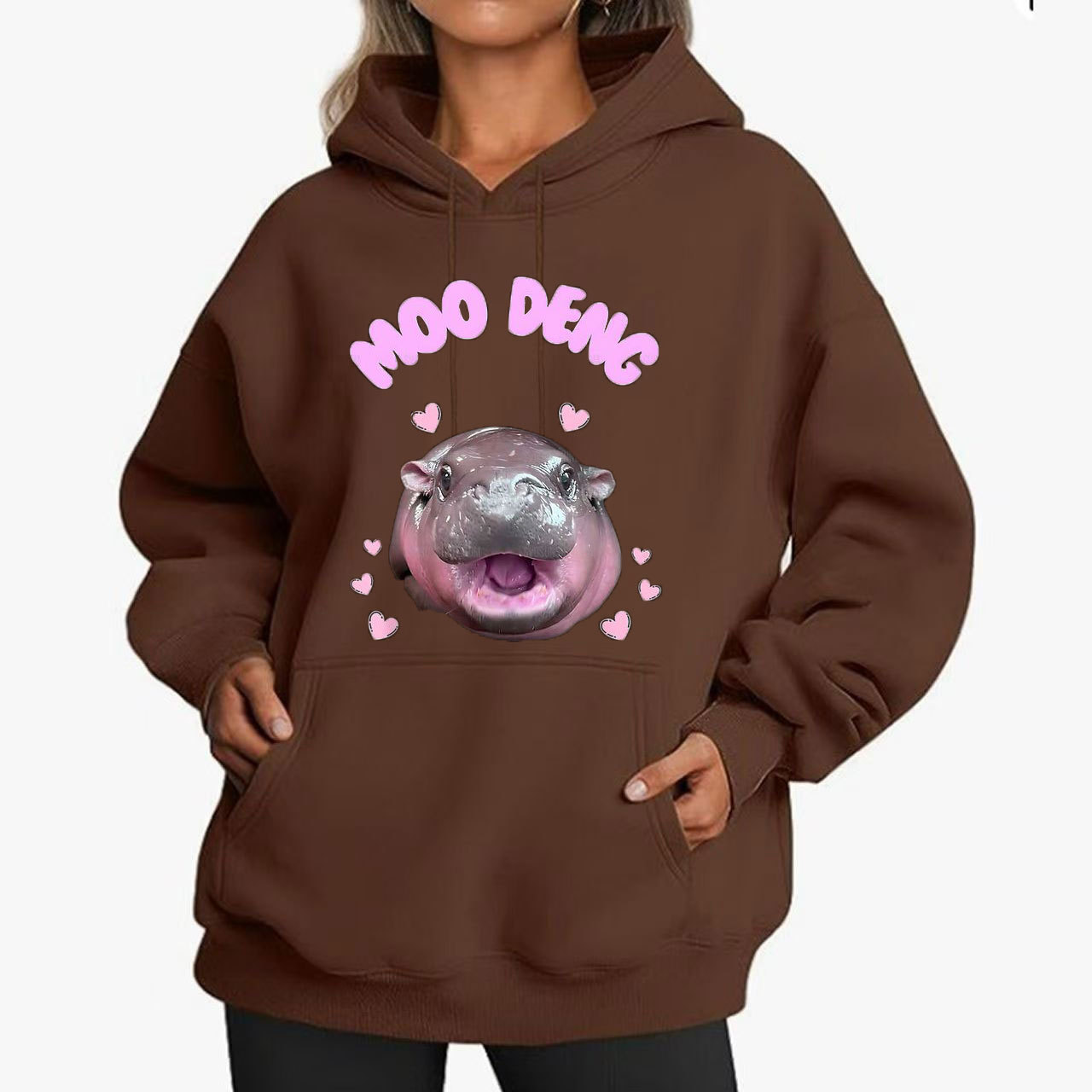 moo deng different couples' sweater spring and autumn 2024 new print high end internet celebrity hoodie_voghion.com