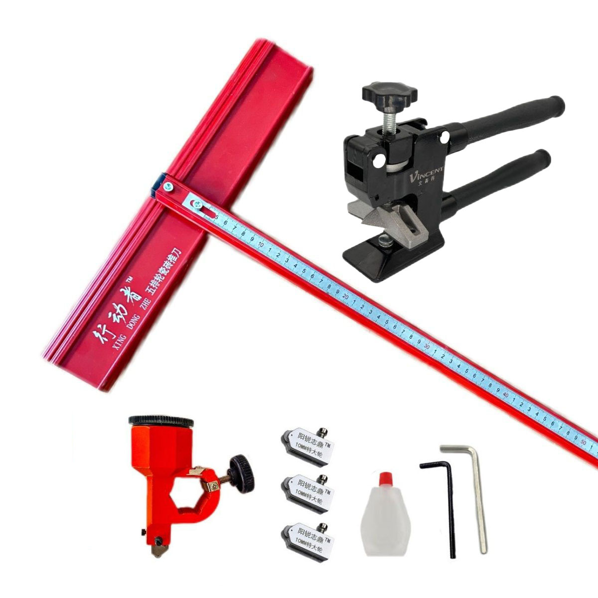 60cm 자 막대 + 견고한 압력 플라이어 + 블레이드 3개 + 오일(6mm 블레이드 휠)