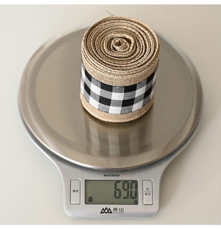 70g Weight Christmas Festival Wholesale Imitation Linen Edging Checked Christmas Decoration Ribbon Nihaojewelry 11