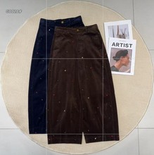 春不晚25秋冬新款刺绣爱心休闲裤女高腰萝卜裤九分百搭哈伦裤女潮