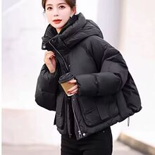 外贸清仓2025冬季女短款棉服韩版小个子加厚时尚宽松棉衣外套白色