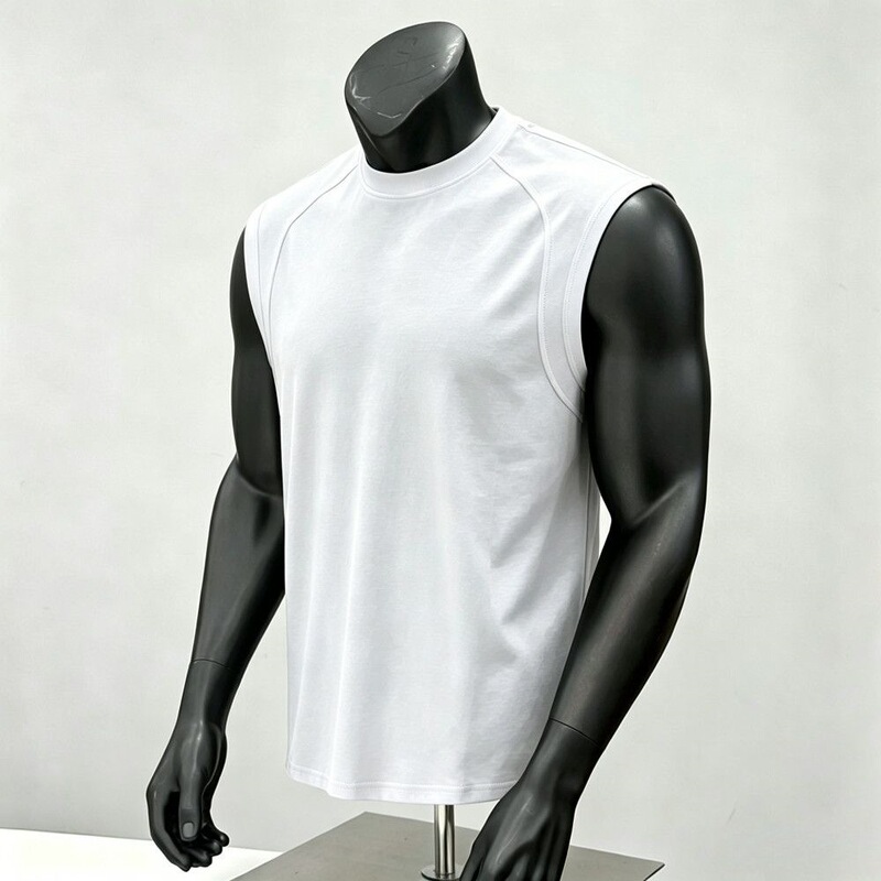 Summer Men's Cool Sports Vest American-Style Deconstructed Sleeveless Casual Cotton Top Fitness Wide-Shoulder T-Shirt
