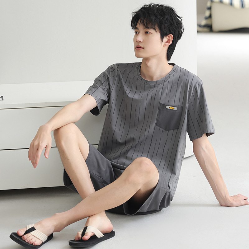 Pijamas modales para hombres verano 2025, nuevo conjunto de ropa casera, mangas cortas, sueltas y grandes, se puede usar fuera.