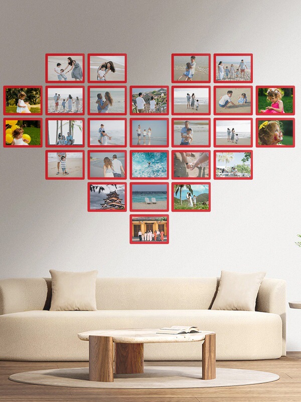 Photo Magnetic Photo Frame, Punch-Free Photo Wall Combination Wall Sticker, Replaceable Photo, Creative Kidsren's Painting Framed on the Wall