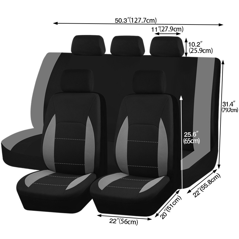 Cross-border Hot Waist Line Four Seasons Universal Five-seater Car Fabric Seat Cover