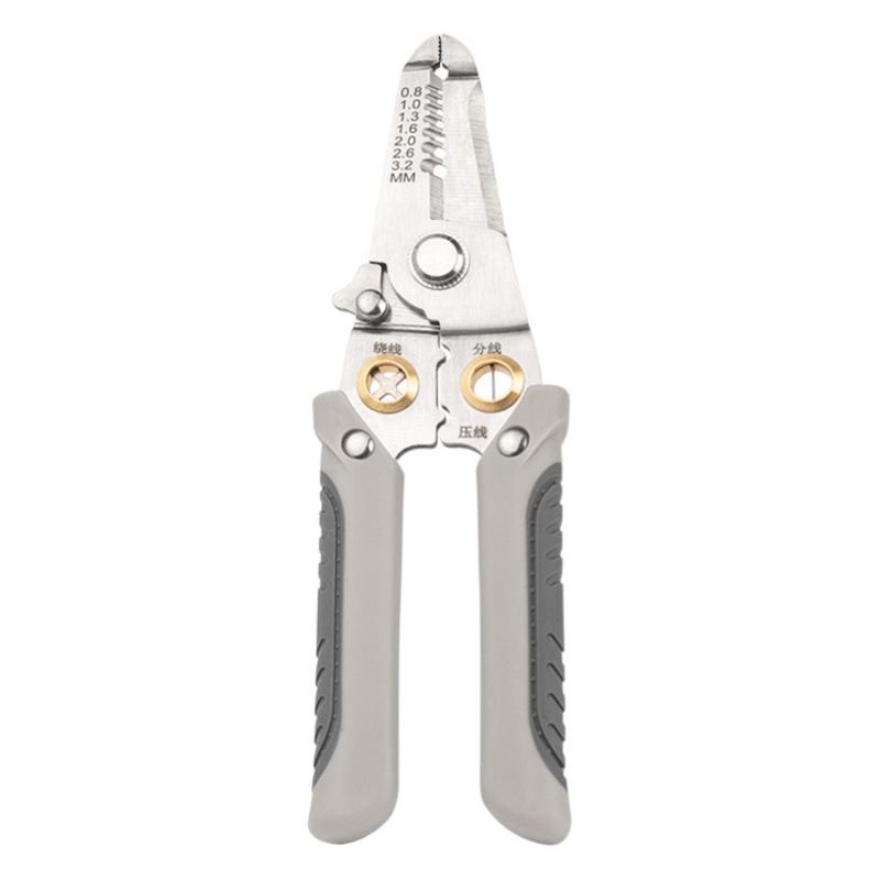 Venta al por mayor de grado industrial de acero inoxidable pelacables línea manual presionando split peeling alicates eléctricos multifuncionales alicates de corte de alambre