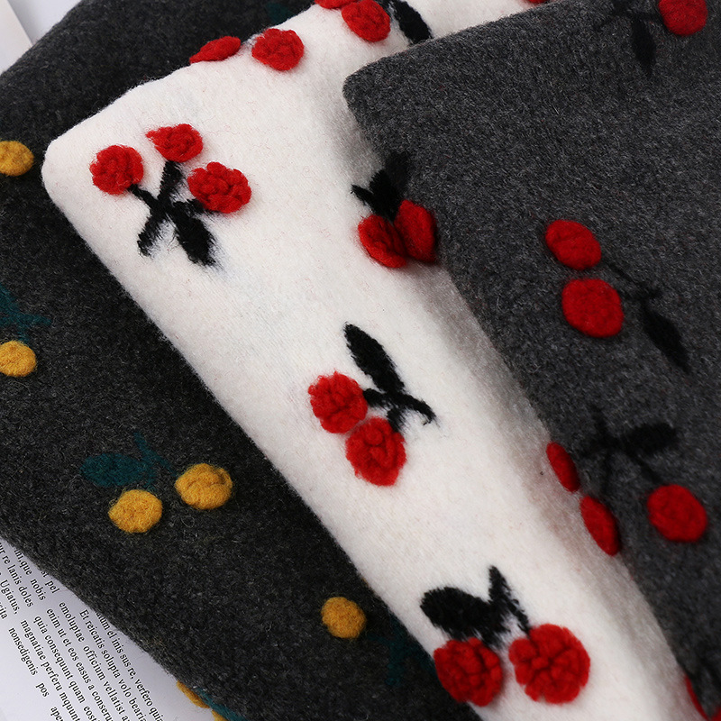 樱桃提花绒布  秋冬外套家居服抱枕面料 卡通绒布 多色现货