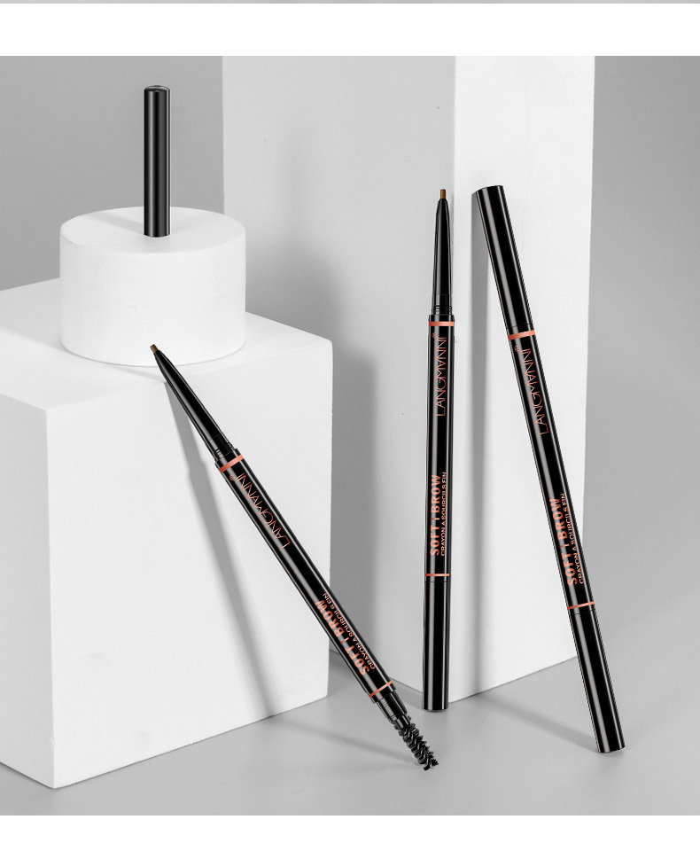 Langmanni dual-head rotatable eyebrow pencil, 1.5mm fine wild eyebrow pencil with eyebrow brush for easy coloring undefined