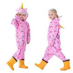Cross-border children's male and female baby fashionable waterproof three-dimensional one-piece raincoat unicorn spaceship astronaut does not include tax