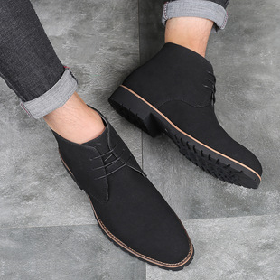 New Autumn Men's Pointed Toe Casual Men's Leather Boots Front Lace-Up Martin Boots Cross-Border Large Size Men's Shoes Fashionable Foreign Trade Shoes
