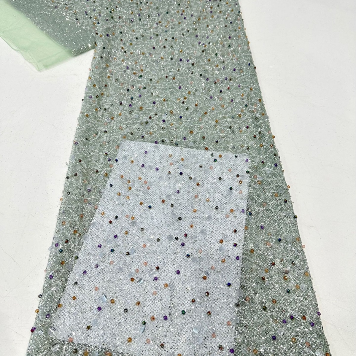 Diamante de oro sequinilla tubo de perlas bordado tela de malla alta moda vestido de boda vestido de tela al por mayor