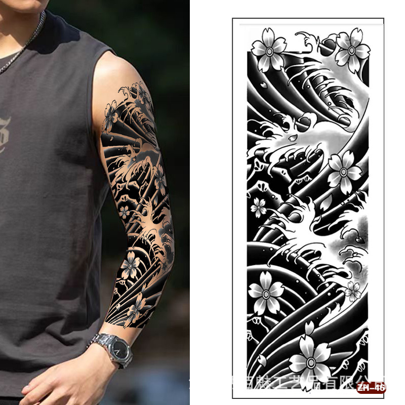 Calcomanías de tatuaje semipermanentes de brazo completo para hombres y mujeres brazo imagen grande jugo de planta no puede lavar las pegatinas de tótem de tatuaje