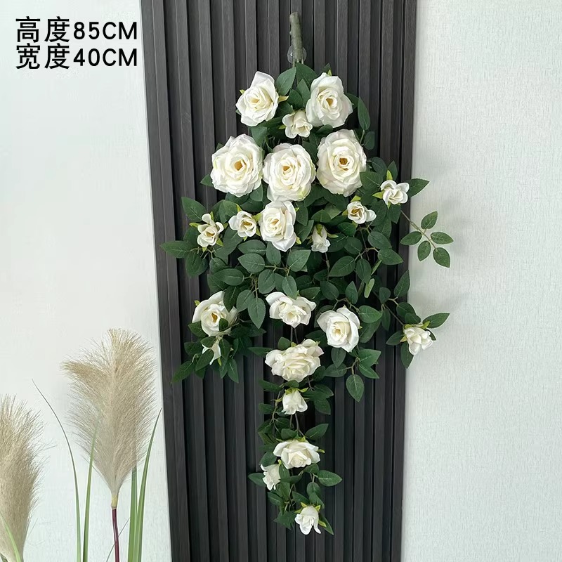 Simulación transfronteriza rosa colgada en la pared de plástico artificial de flores藤 acondicionado de aire acondicionado de pared de hogar orquídea colgante de orquídea decorada planta de藤