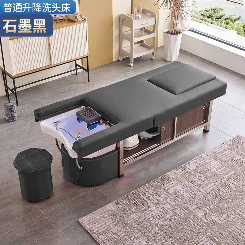 Cama de lavado de cabello de masaje eléctrica multifuncional con calentador de agua de fumigación para terapia de pies para barbería de circulación de agua para salón de cuidado de cabello