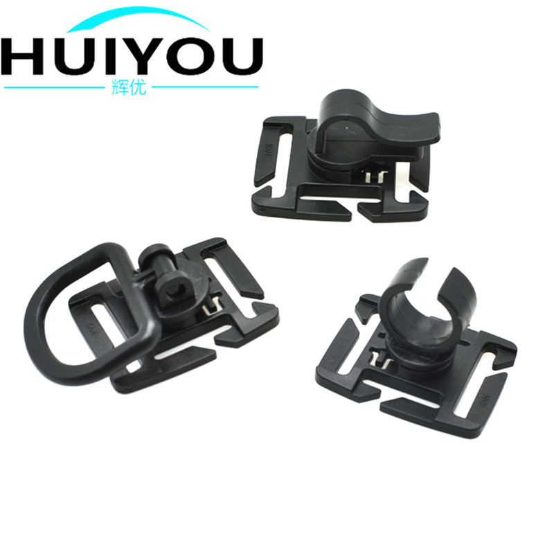 Outdoor military fans removable D-buckle backpack accessories 360 degree rotating D-type water pipe clip hanging ring buckle MOLLE webbing