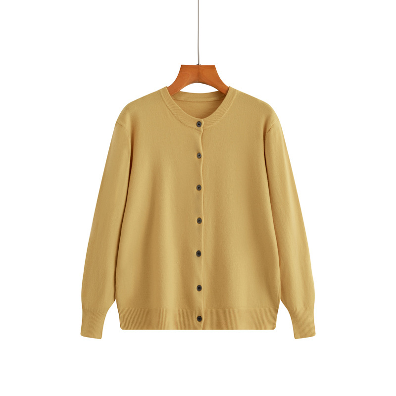 Autumn and Winter 2024 New Round Neck Knitted Cardigan Women's Warm Outer Wear Solid Color Jacket Top Casual Single-breasted