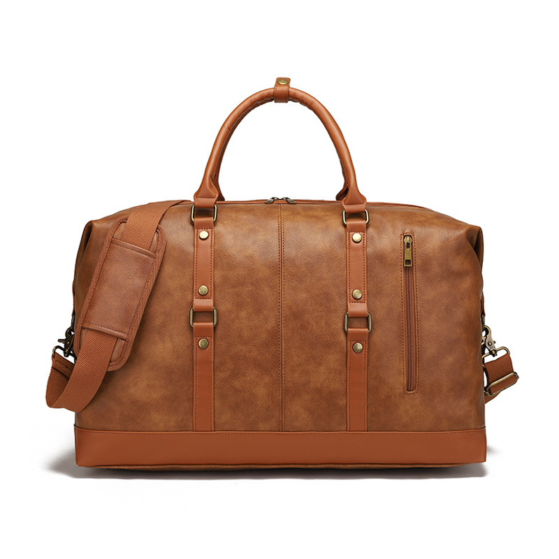 Fuente de la fábrica Nueva bolsa de viaje de PU resistente al desgaste estilo de negocios de color sólido hombro al aire libre bolsa de equipaje bolsa de almacenamiento explosión transfronteriza