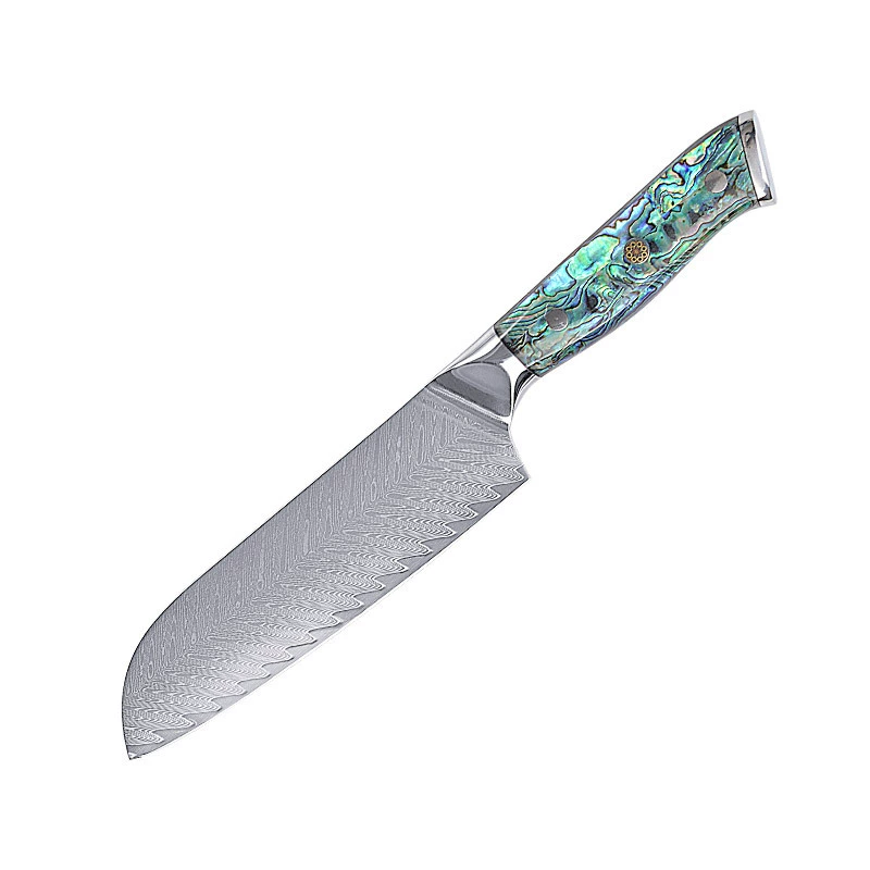 Damascus kitchen knife, VG10 blade, shell handle, multi-size (3.5–8 in)
