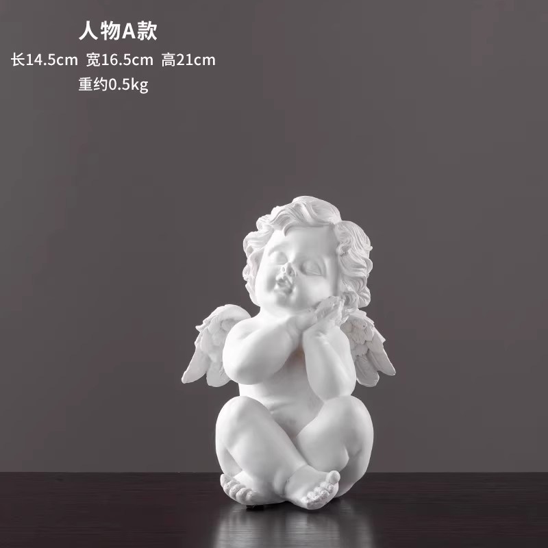 Europa retro niña ángel figura decoración artística artesanía escultura de yeso modelo decoración