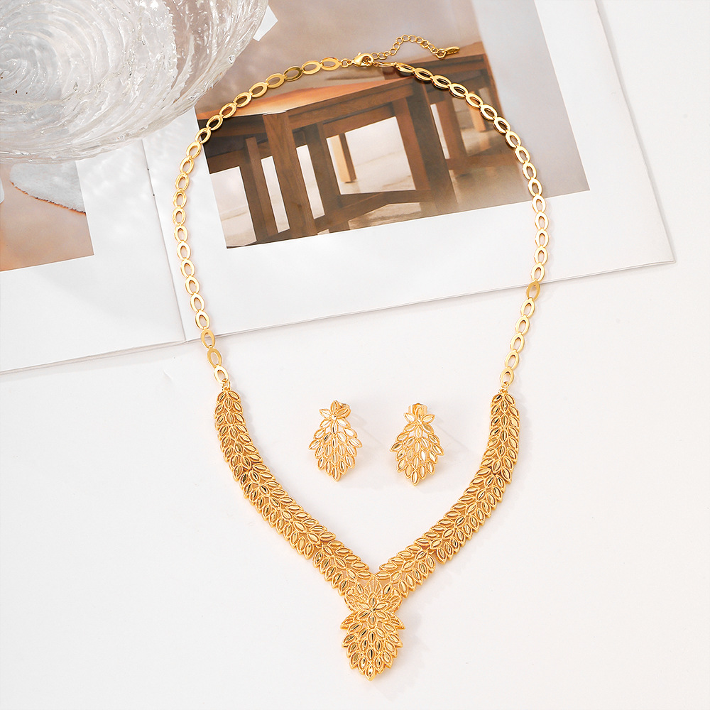 Explosiones de aretes populares del Medio Oriente, collares de joyería de mujer, collares de pendientes de dos piezas, elecciones transfronterizas, joyas exquisitas image 4