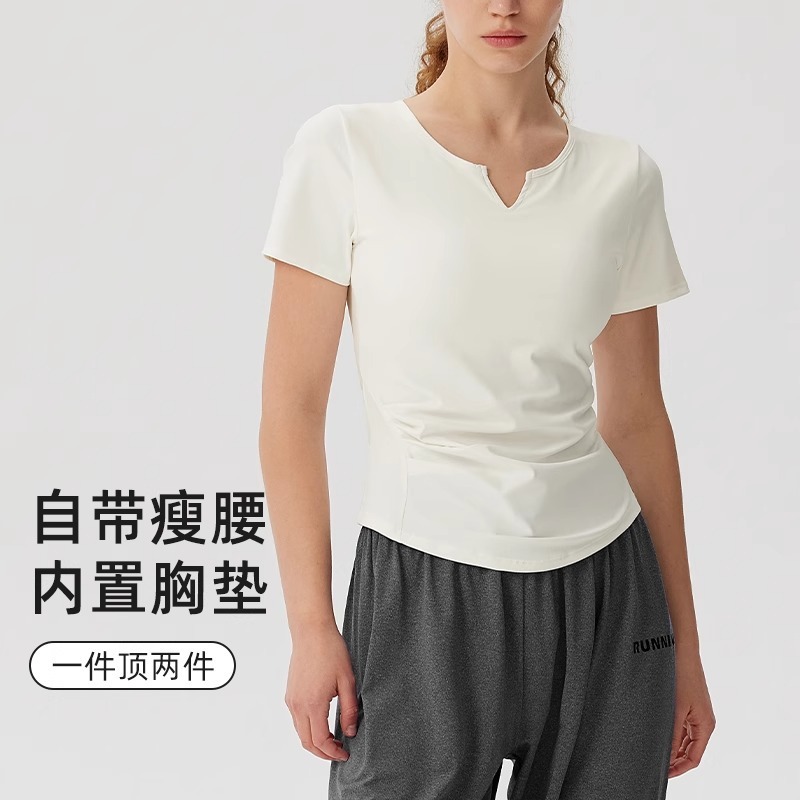 高品質でスタイリッシュなヨガウェア、女性用新作、スリムフィット、痩身効果のあるスポーツ半袖、ピラティス、ランニング、トレーニング、フィットネス用トップス|undefined