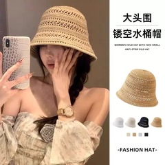 透かし編みの漁師の帽子の子供2025の新型の日本のバケツの帽子insの文芸の薄い金の通気性のかぎ針の盆の帽子