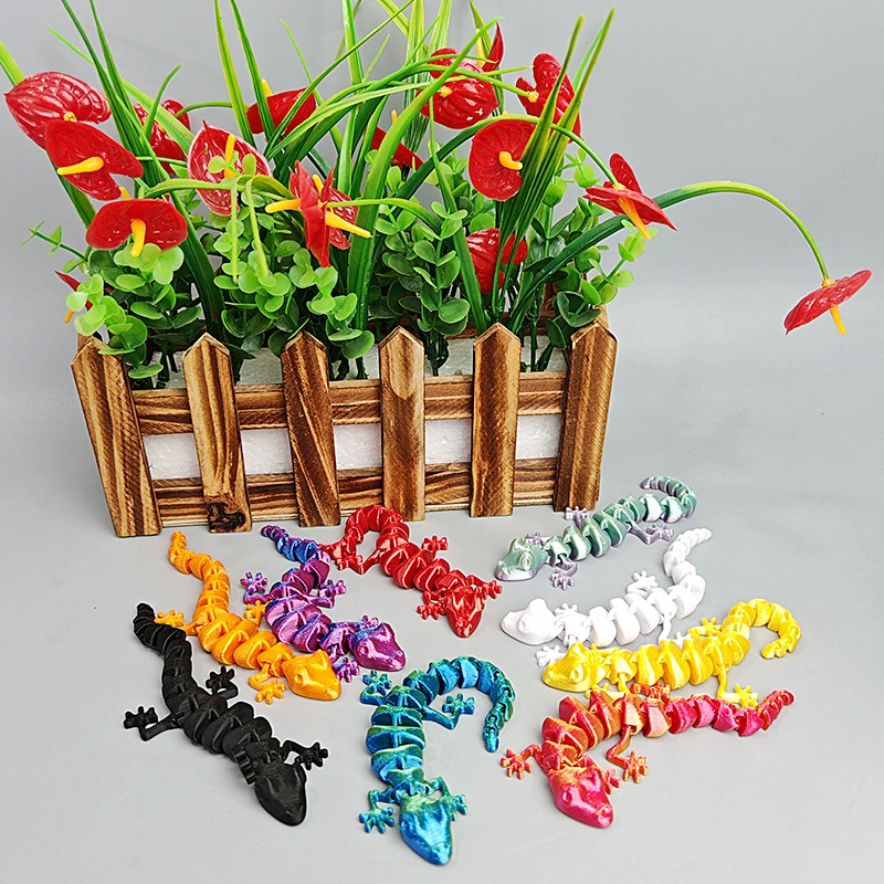 Дропшиппинг миниатюрных фигурок гекконов с 3D-печатью, соединенными шарнирами и подвижными элементами, популярные кросс-бордерные игрушки в тренде.