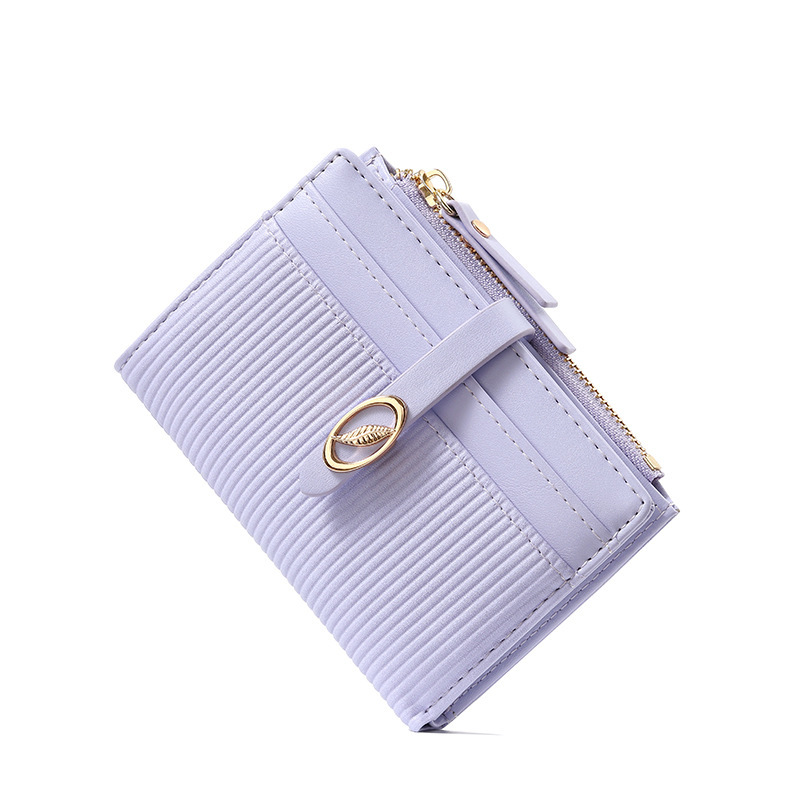 クロスボーダー小新鮮な 80% off 女性財布学生かわいいニッチデザイン葉 PU ストライプ小銭入れ卸売|undefined