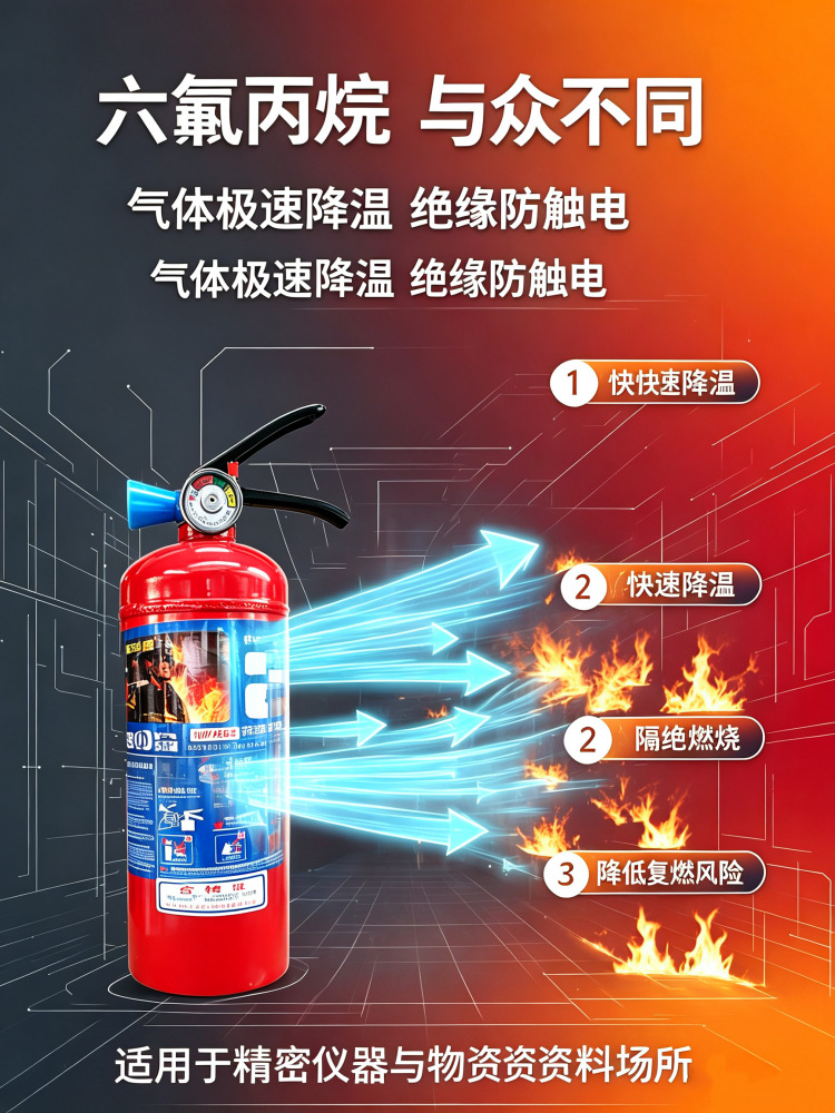 Hanging hexafluoropropane fire extinguisher 2kg 3kg 4kg 6kg 8kg for server rooms, portable ultra-clean gas automatic