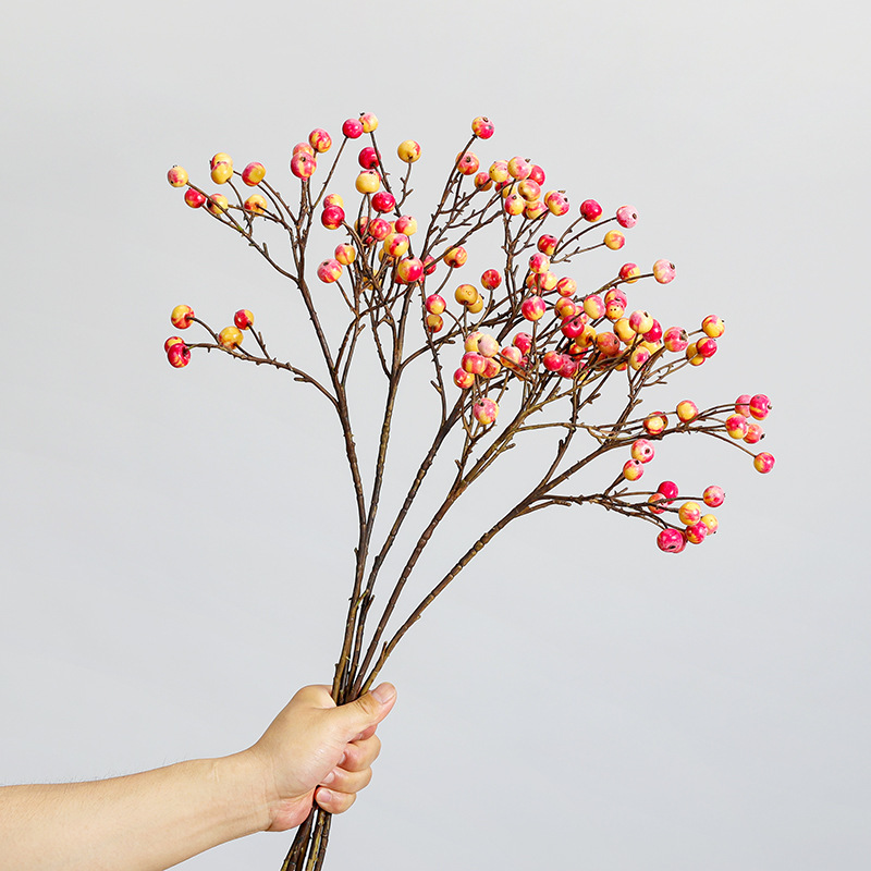 High-Quality Artificial Fruits, Small White Fruits, Red Fruits, Blueberries, Rose Fruits, Dried Branches, Designer Soft Decoration Floral Materials