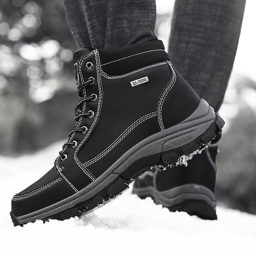 Shoes for men cross-border plus size men's outdoor high-top hiking shoes work shoes warm cotton shoes snow boots Outdoor