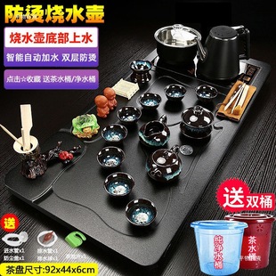 Complete Set of Ceramic Kung Fu Tea Set, Complete Set of Household Tea Tray, Fully Automatic Bottom Water Supply, Anti-Scalding Kettle, Durable