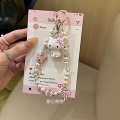 ins风粉色蝴蝶kt猫公仔手机链少女可爱挂链新款链条手工串珠包挂