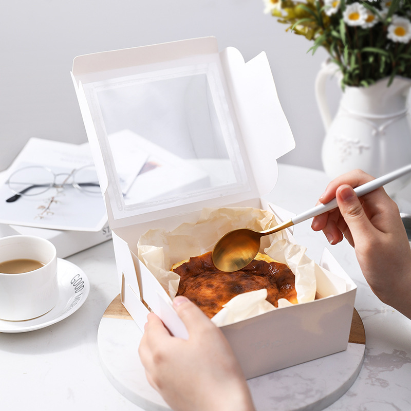 Caja de pastel de queso horneado 4 / 6 / 7 / 8 / 10 pulgadas Qifeng Baskemousse caja de embalaje de lasana pequeña caja de punto oeste