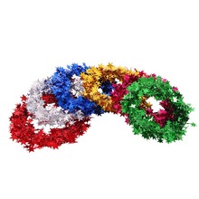 圣诞节装饰品 星星拉花铁丝7.5米五角星铁丝星星彩带毛条挂饰配件