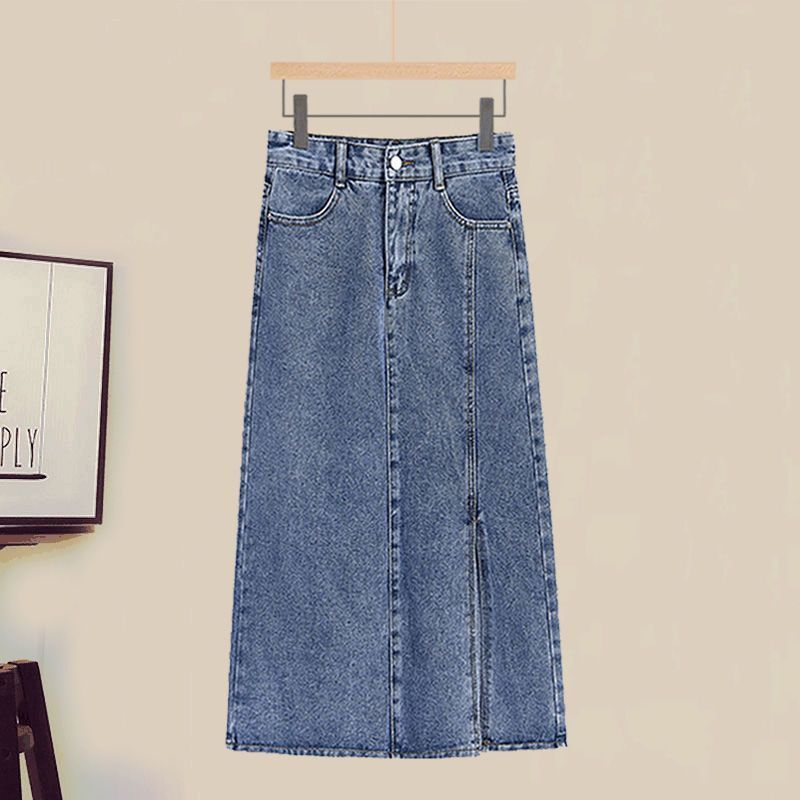 大きいサイズの婦人服の秋の新型のスーツの女性の洋気のシャツのガーターのベストはやせているデニムの半身のスカートの3つのセットのファッションを現します。|undefined