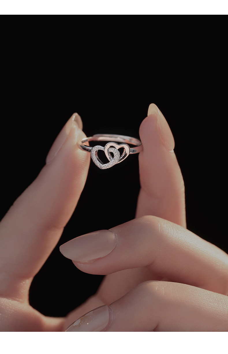 Heart Shape Pattern Women'S Gender Plating, Hollow Out Design 925 Sterling Silver Heart Shape Open Ring