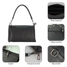 Temu跨境女包头层牛皮多拉链多口袋手提包全牛皮包包广州女包批发