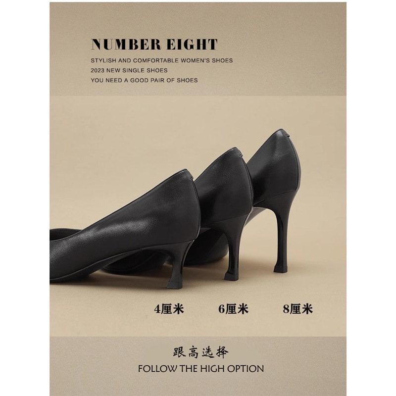 Genuine Leather High Heels for Women 2025 Spring New Professional Work Stiletto Heels That Are Not Tiring for Feet Small Size Flats 313233