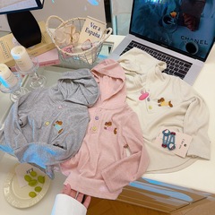 2025秋季童装连帽打底衫春秋款女童衣服长袖宝宝外穿休闲绣花上衣