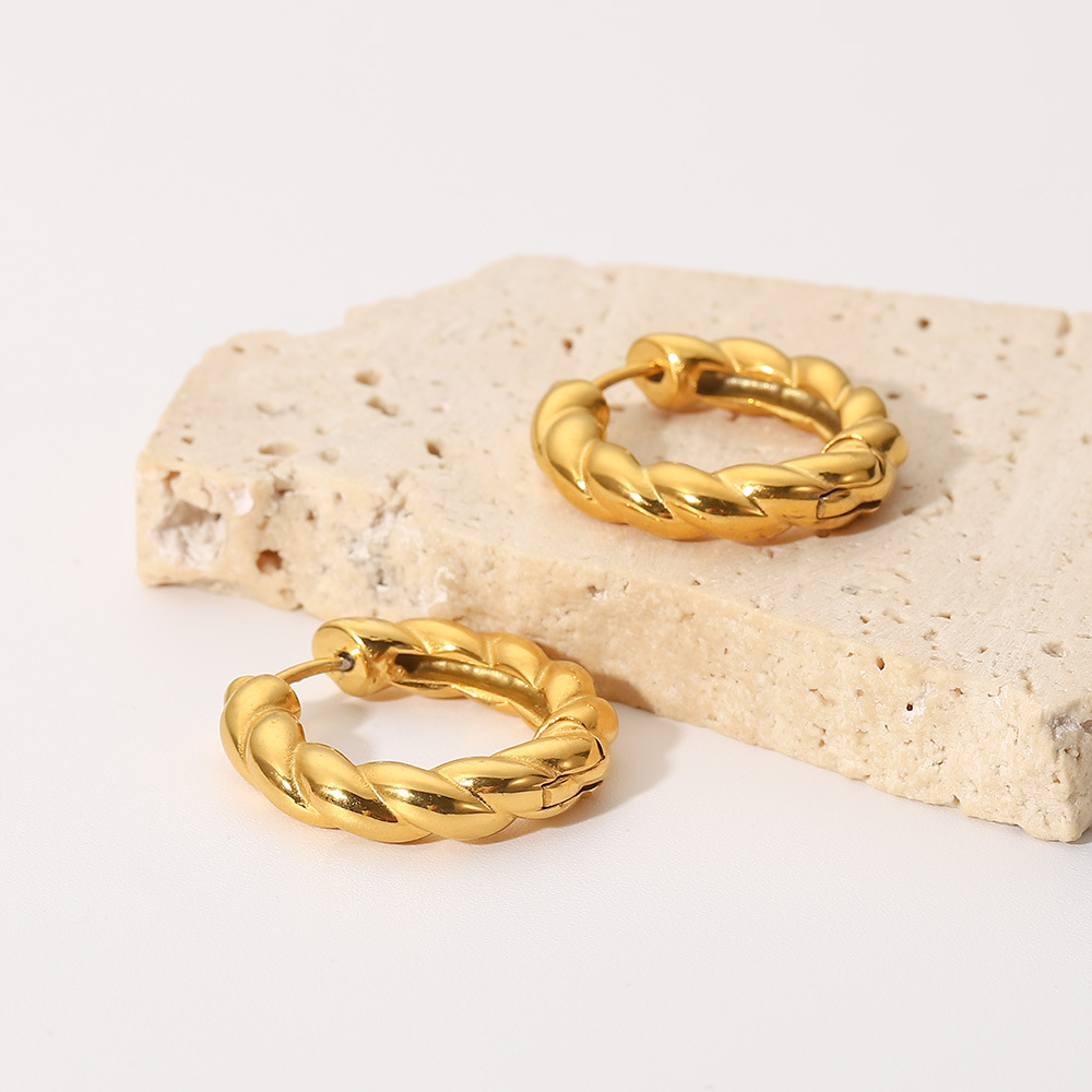 Vintage Style Twist Stainless Steel Hoop Earrings Plating Stainless Steel Earrings