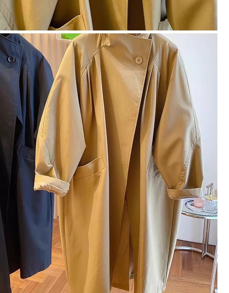 Spring Large Size Women's Clothing Casual Loose Medium And Long Small Trench Coat_ecoleips.com