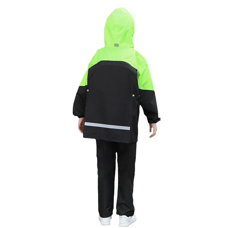 Niños impermeable de los niños niñas estudiante impermeable pantalones de lluvia traje de ala grande mochila posición impermeable