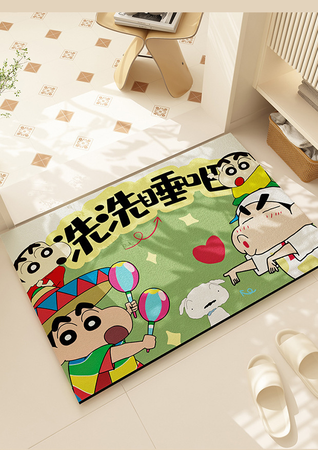 Cute Cartoon Diatom Mud Door Mat for Bathroom Entrance, Water-Absorbent, Quick-Drying, Non-Slip Foot Mat for Home Bathroom, in Stock