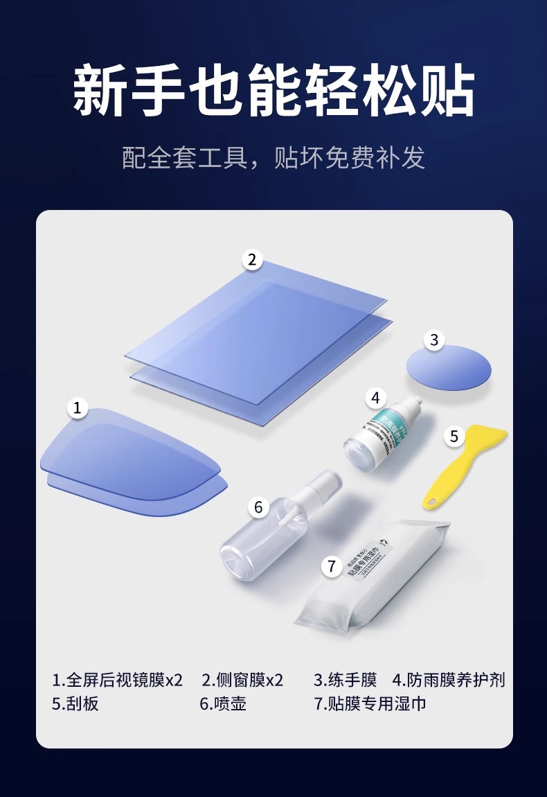 Car Rearview Mirror, Rain-Proof, Dazzling, Rain-Proof Film, Reflective Reversing Mirror, Anti-High Beam, Waterproof Artifact for Rainy Days