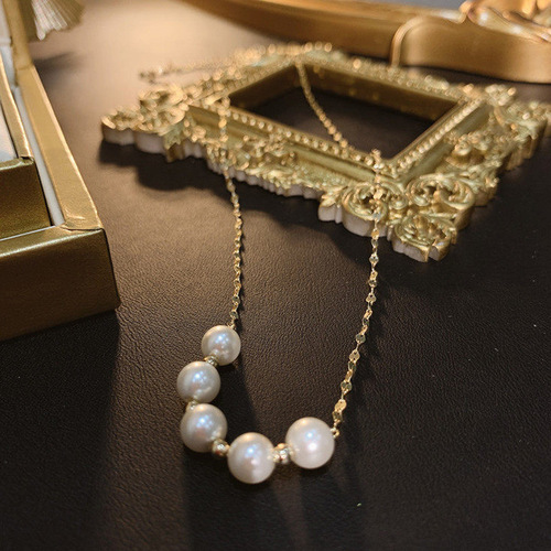 Simple & Minimalist Fresh-Style Faux Pearl Pendant Necklace for Women – Unique, Versatile Instagram-Worthy Clavicle Chain, Neck Jewelry