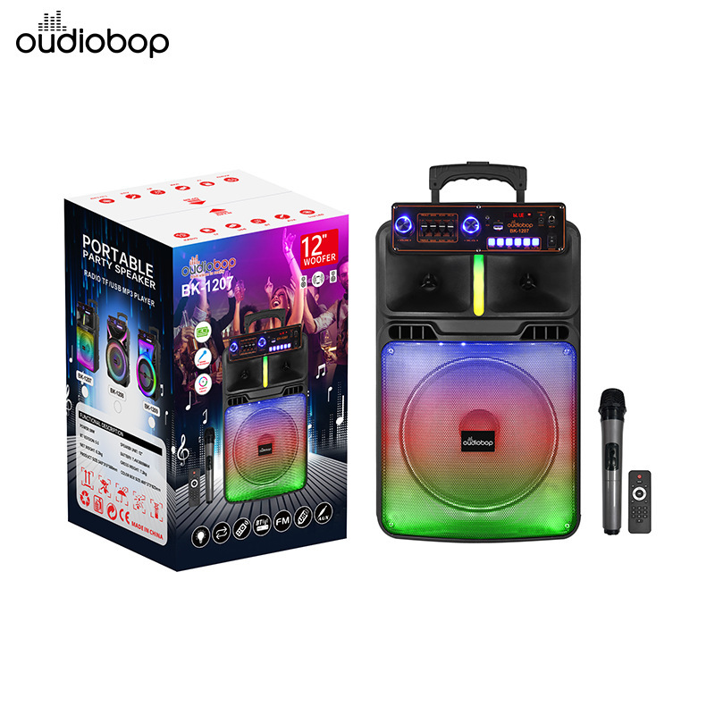 12 pulgadas caja de baile cuadrada al aire libre luz de color pulsador inalámbrico Bluetooth sonido k canción explosivo subwoofer