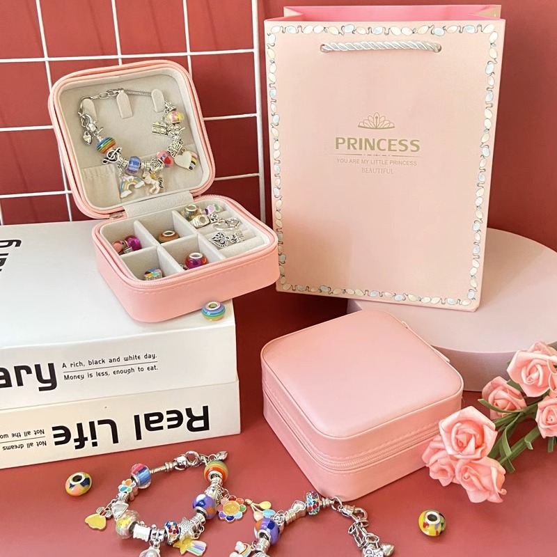 [스탠다드 버전] 레인보우 DIY 팔찌 세트 [단층 보석 보관함 + 선물 가방 보내기]]