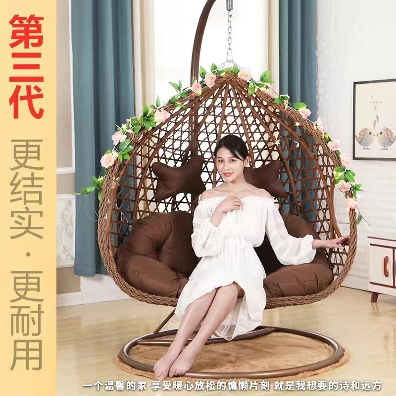 ハンギングバスケット籐椅子ハンギングチェアスイング屋外ホームガーデンロッキングチェア屋内寝室怠惰な椅子バルコニーハンモッククレードル|undefined
